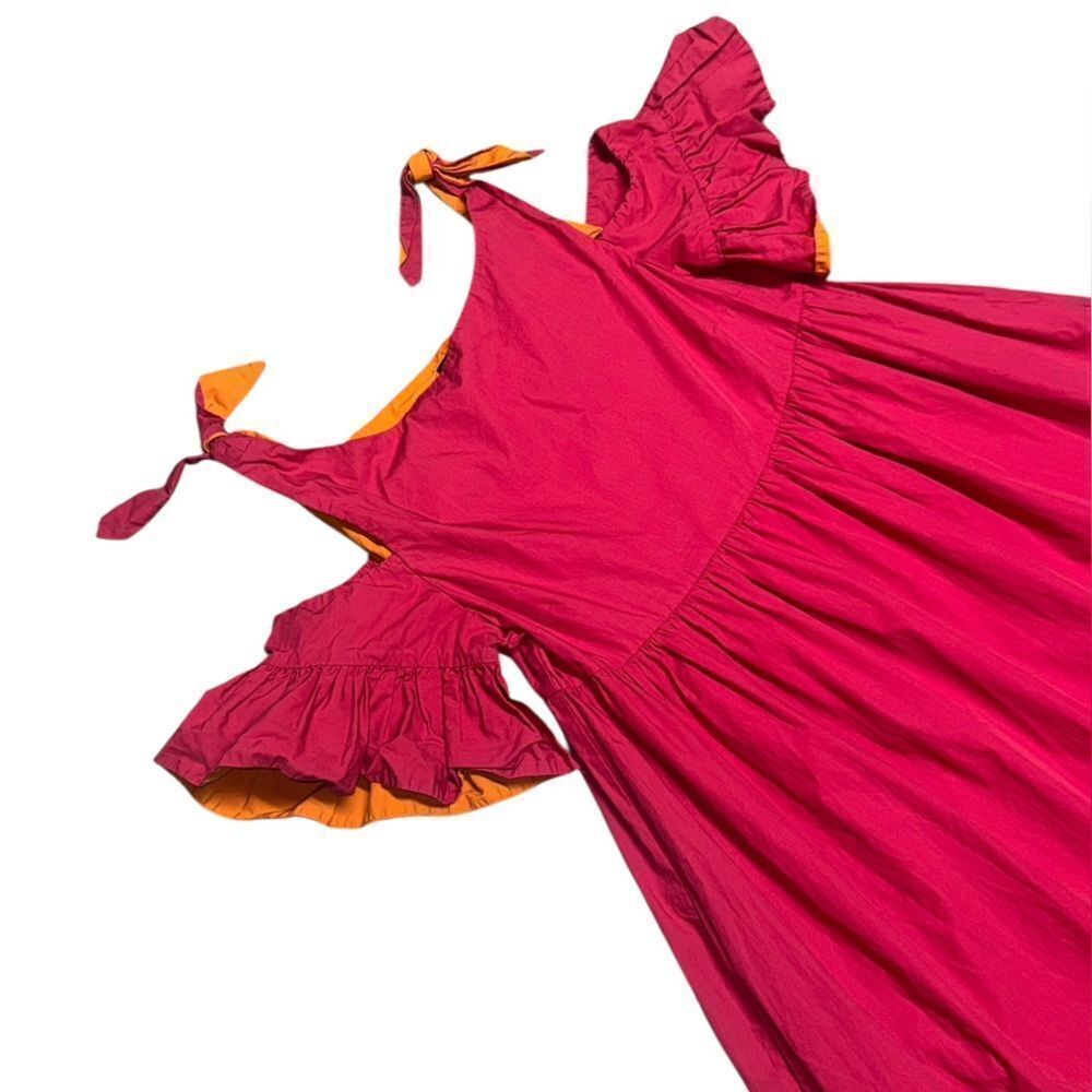 PINKO women’s Aggie Colorblock pink & orange off the shoulder midi Dress size 8 - Picture 4 of 10